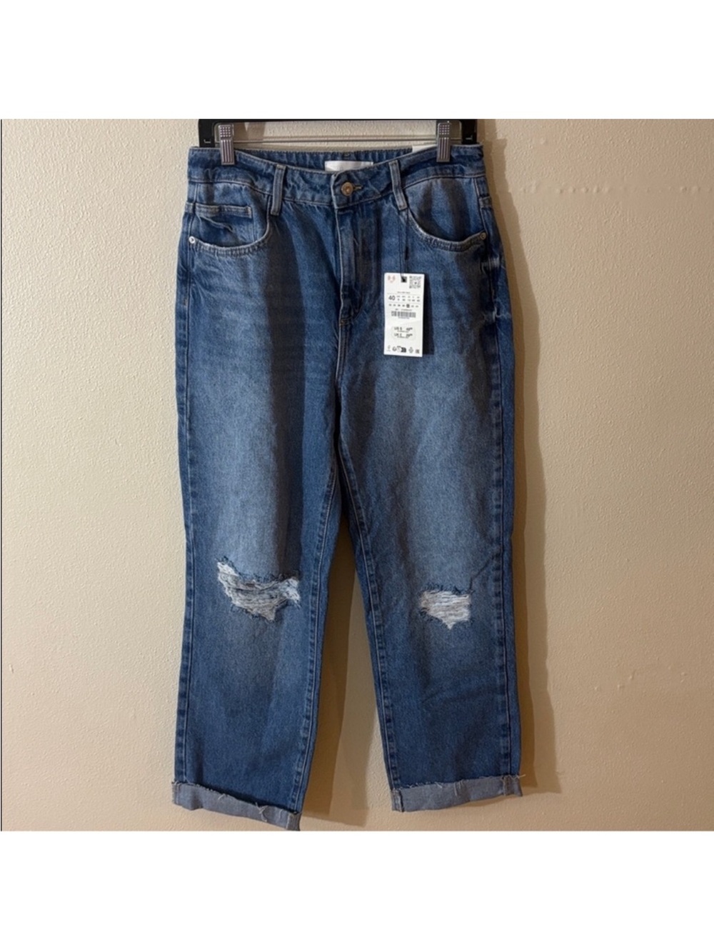 Zara Medium Blue Distressed Jeans